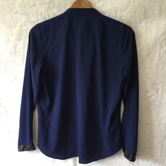 Ann Taylor Deep Blue Half Button Down Shirt - Picture 11 of 11